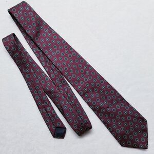 Chaps Ralph Lauren Tie Necktie 100% Silk Burgundy Floral Made In USA Vintage